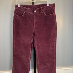 L.L. Bean Favorite Fit Corduroy Pants Plum Purple Straight Leg Size 8